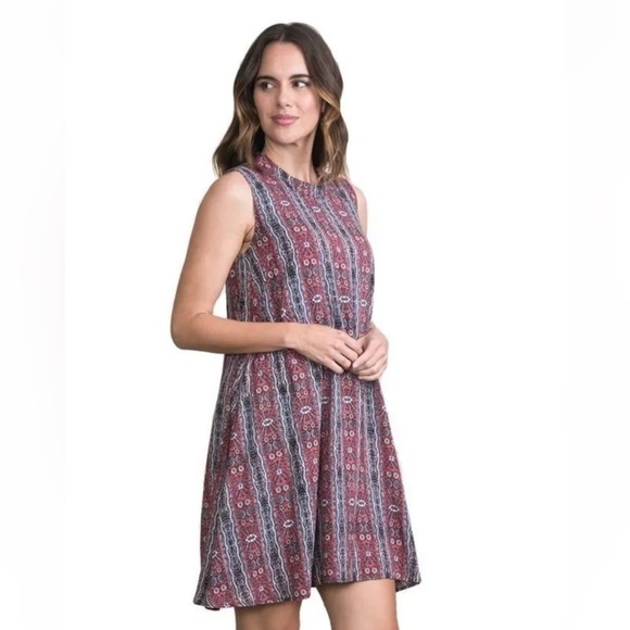 SIMPLY Noelle Womens Print Trapeze Sleeveless Keyhole Back Dress Small/Medium - Picture 1 of 10